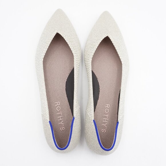 NWT Rothy's "The Point II" Women's Flats in Diamond Twill Silver US Size 6 - Picture 8 of 10